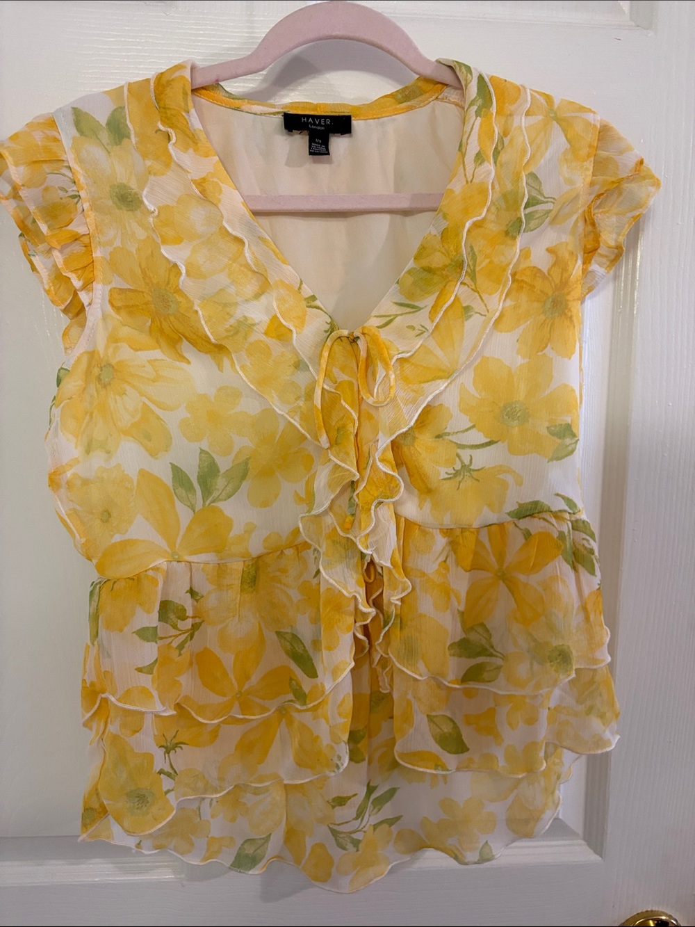 Haver Yellow Floral Ruffle Blouse - Women